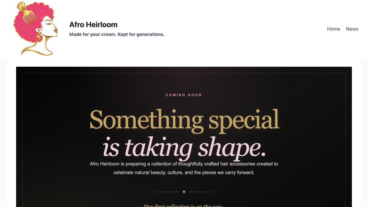 Afro Heirloom launch page preview