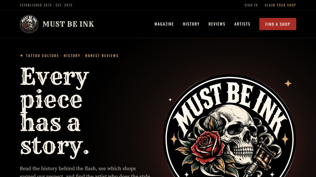 Must Be Ink homepage preview