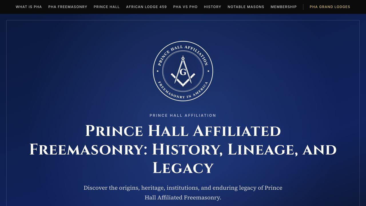 Prince Hall Affiliation homepage preview